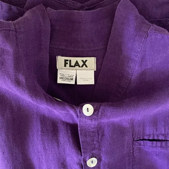 Flax  100% Linen Stand Collar Shirt - Picture 6 of 6
